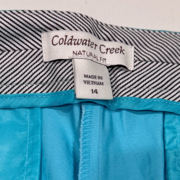 Turquoise Coldwater Creek Sateen Walking Shorts, Sz 14 - Picture 5 of 6